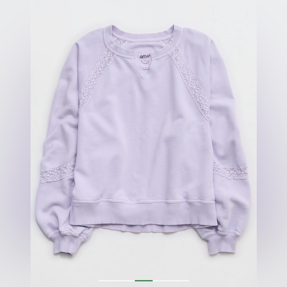 Aerie Women’s Hey Crochet Sweatshirt Lavender Size S